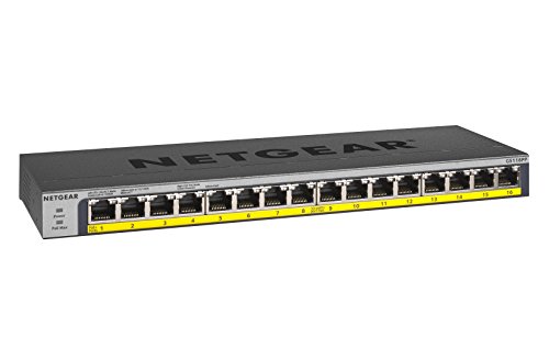 NETGEAR 16-Port Gigabit Ethernet Unmanaged PoE Switch (GS116PP) - with 16 x...