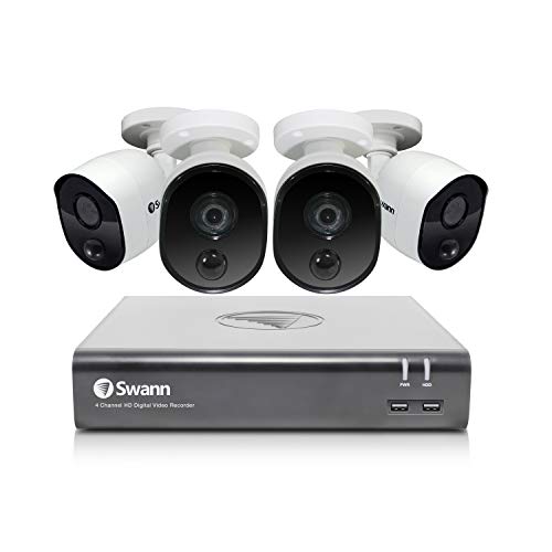 Swann Home Security Camera System, 4 Channel 4 Bullet Cameras 1080p HD DVR...