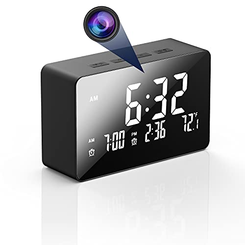 Hidden Camera Clock, HJSHI 1080p Wireless WiFi Spy Camera Nanny Cam with...