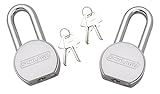 SCHLAGE 994831 Solid Steel Round Padlock, 63.5mm, 2.5-Inch Shackle, 2-Count...