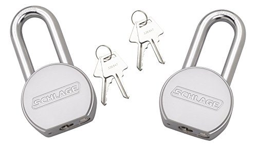 SCHLAGE 994831 Solid Steel Round Padlock, 63.5mm, 2.5-Inch Shackle, 2-Count...
