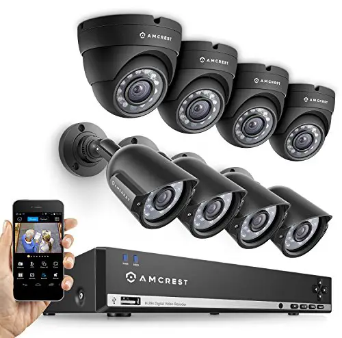 Amcrest 960H 8CH 1TB Security System - Eight 800+ TVL IP66 Bullet and Dome...