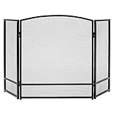 Best Choice Products 47x29in 3-Panel Simple Steel Mesh Fireplace Screen,...