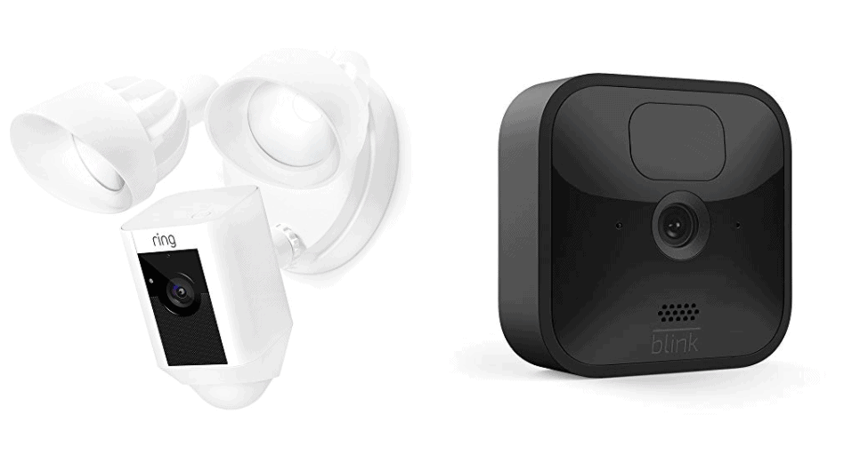 Ring Floodlight Camera side by side with Blink Outdoor Camera