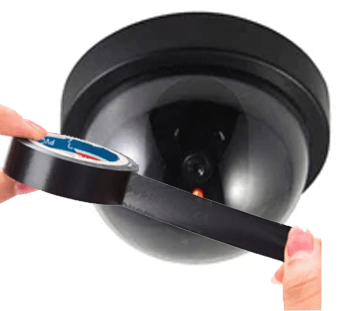 Security Camera With Black Electrical Tape