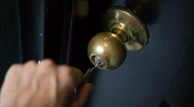 key in a lock door