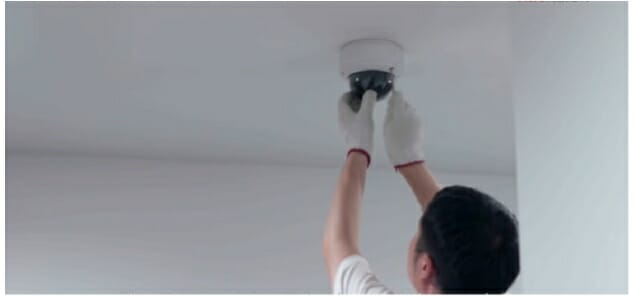 installing security camera at the ceiling