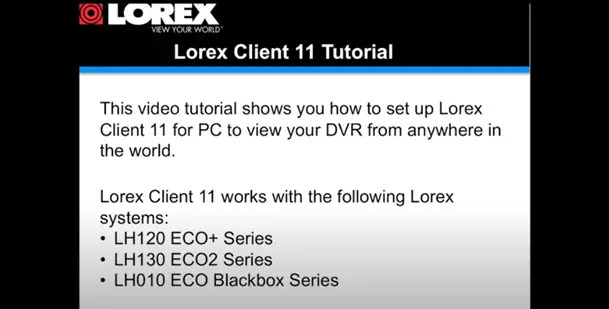 Lorex tutorial guide