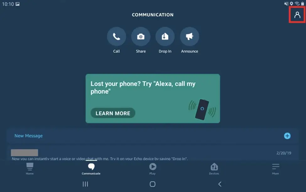 communication setting on Alexa