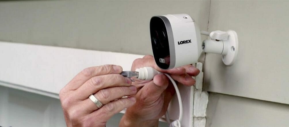 ethernet cable connecting to lorex camera