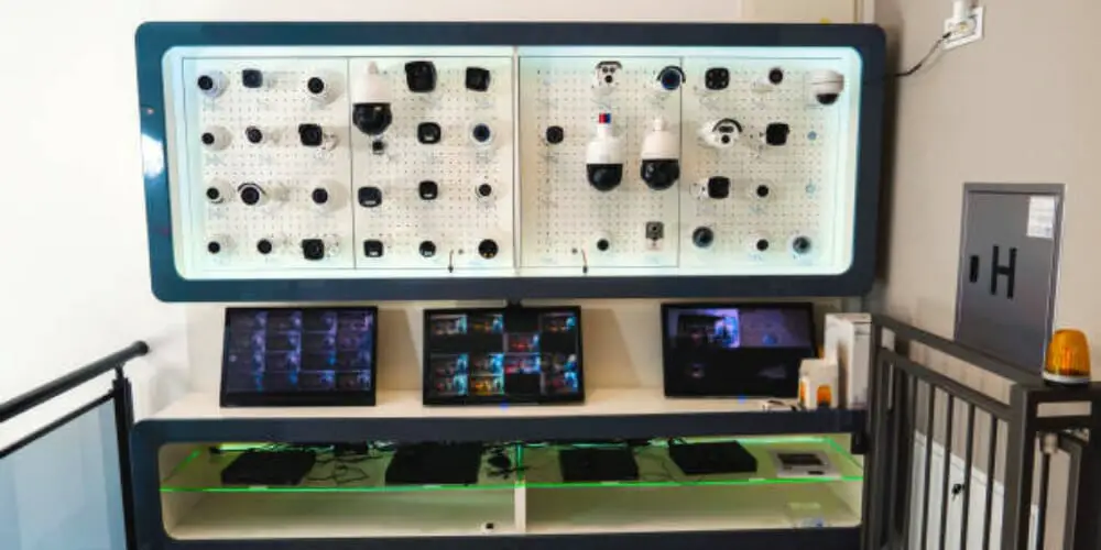 security camera displays in a store