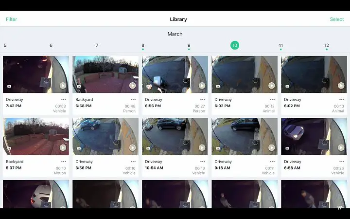 arlo security camera library footages
