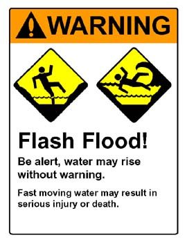 A typical flash flood warning